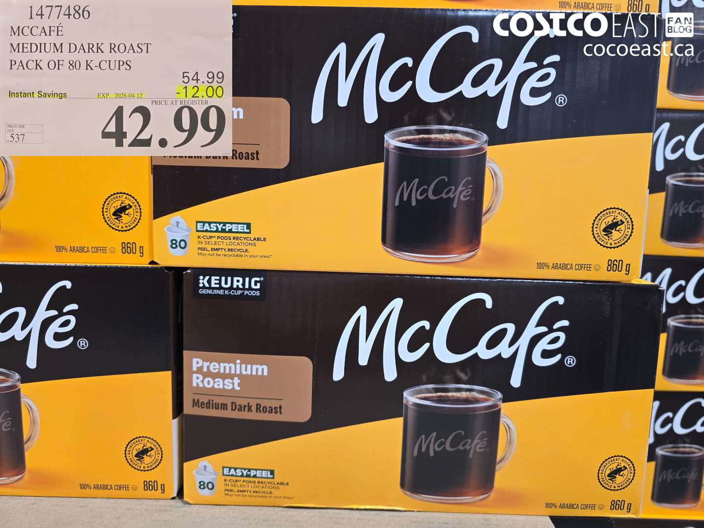 1477486 MCCAFE MEDIUM DARK ROAST PACK OF 80 K-CUPS ($12.00 INSTANT SAVINGS EXPIRES ON 2026-04-12) $42.99