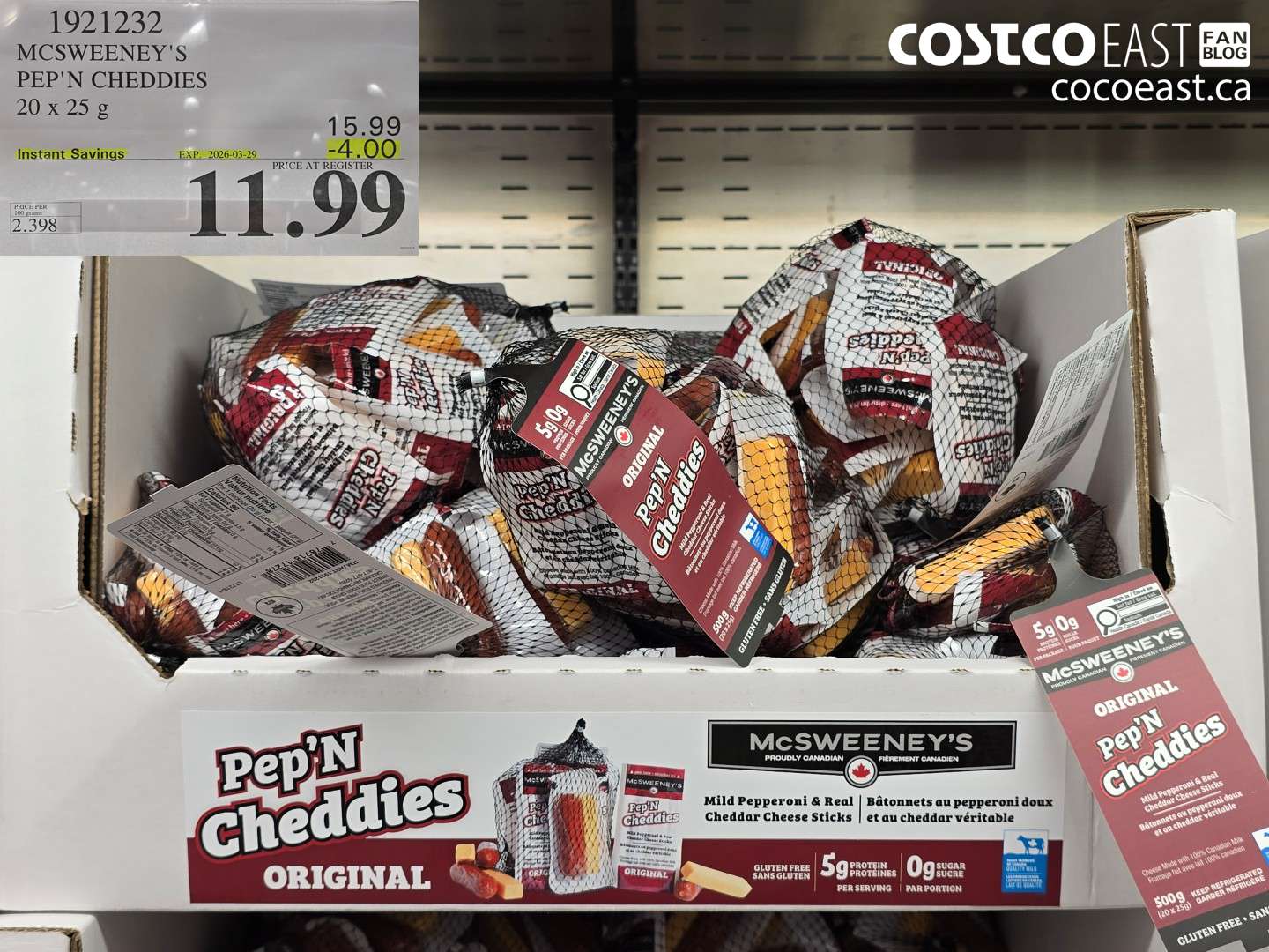 1921232 MCSWEENEY'S PEP'N CHEDDIES 20 X 25 G ($4.00 INSTANT SAVINGS EXPIRES ON 2026-03-29) $11.99