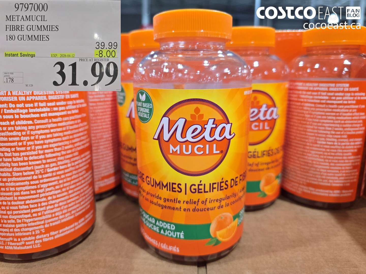 9797000 METAMUCIL FIBRE GUMMIES 180 GUMMIES ($8.00 INSTANT SAVINGS EXPIRES ON 2026-04-12) $31.99