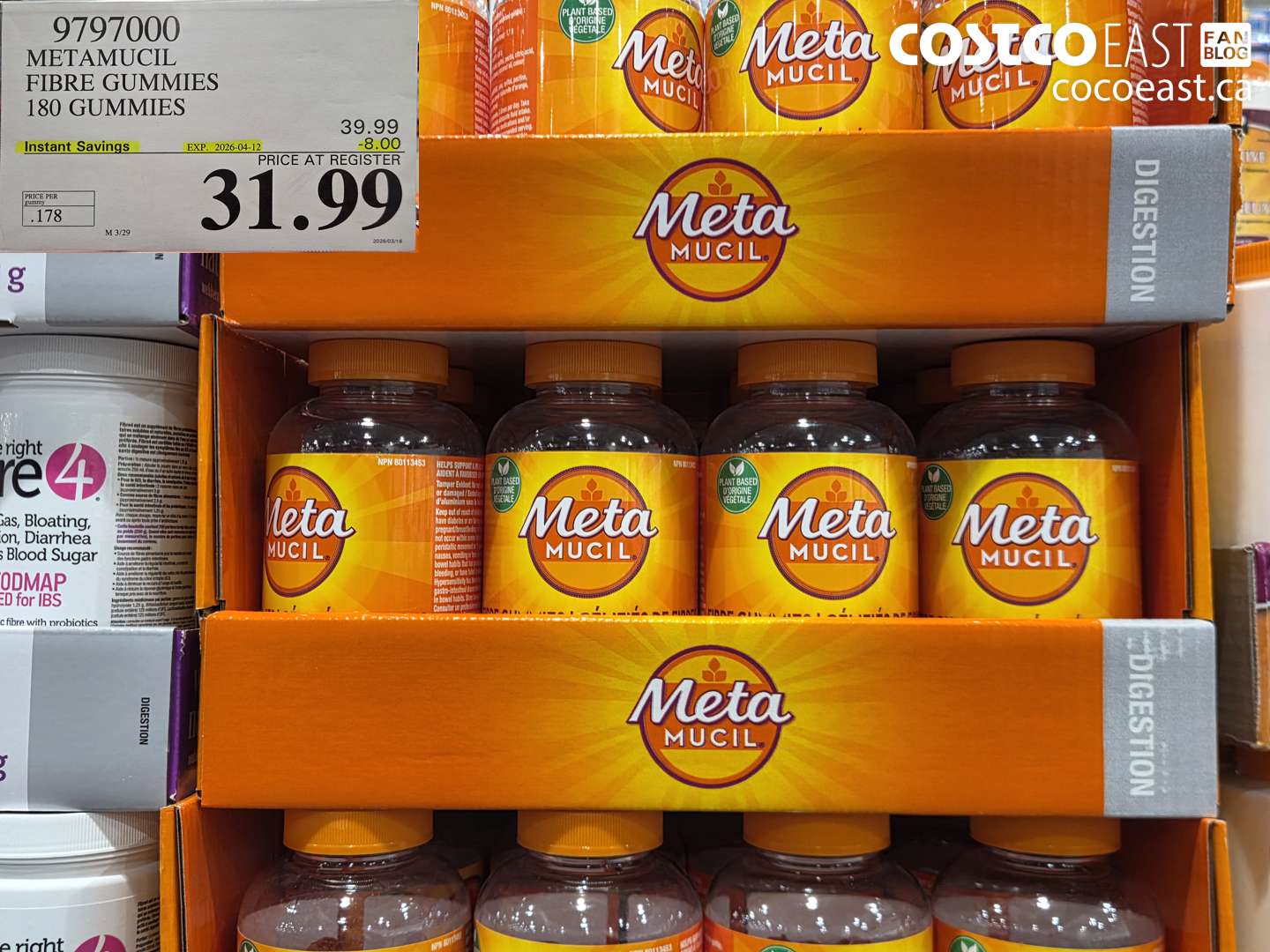 9797000 METAMUCIL FIBRE GUMMIES 180 GUMMIES ($8.00 INSTANT SAVINGS EXPIRES ON 2026-04-12) $31.99