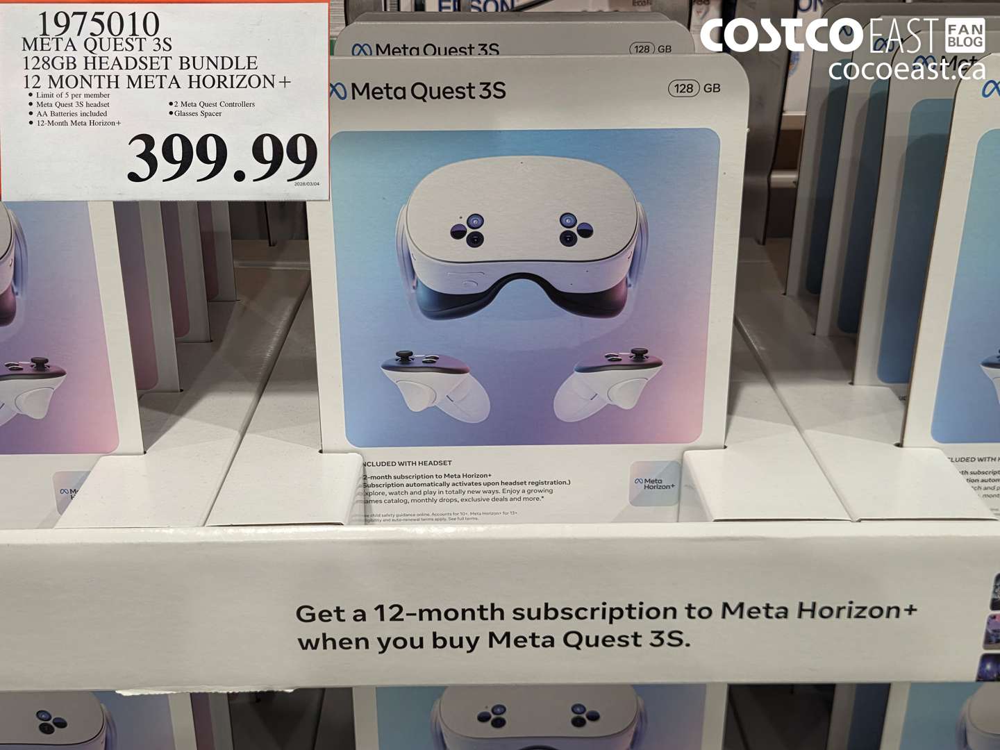 1975010 META QUEST 3S 128GB HEADSET BUNDLE 12 MONTH META HORIZON + $399.99
