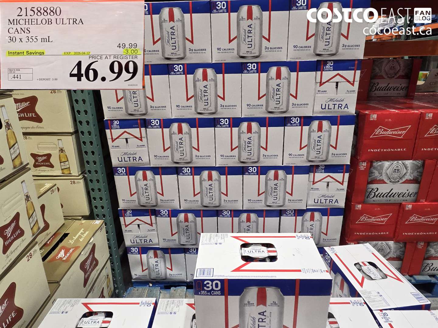 2158880 MICHELOB ULTRA CANS ($3.00 INSTANT SAVINGS EXPIRES ON 2026-04-12) $46.99
