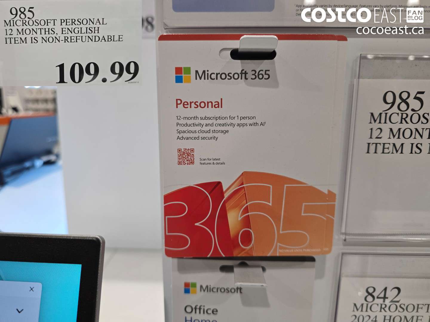 985 MICROSOFT PERSONAL 12 MONTHS, ENGLISH ITEM IS NON-REFUNDABLE $109.99