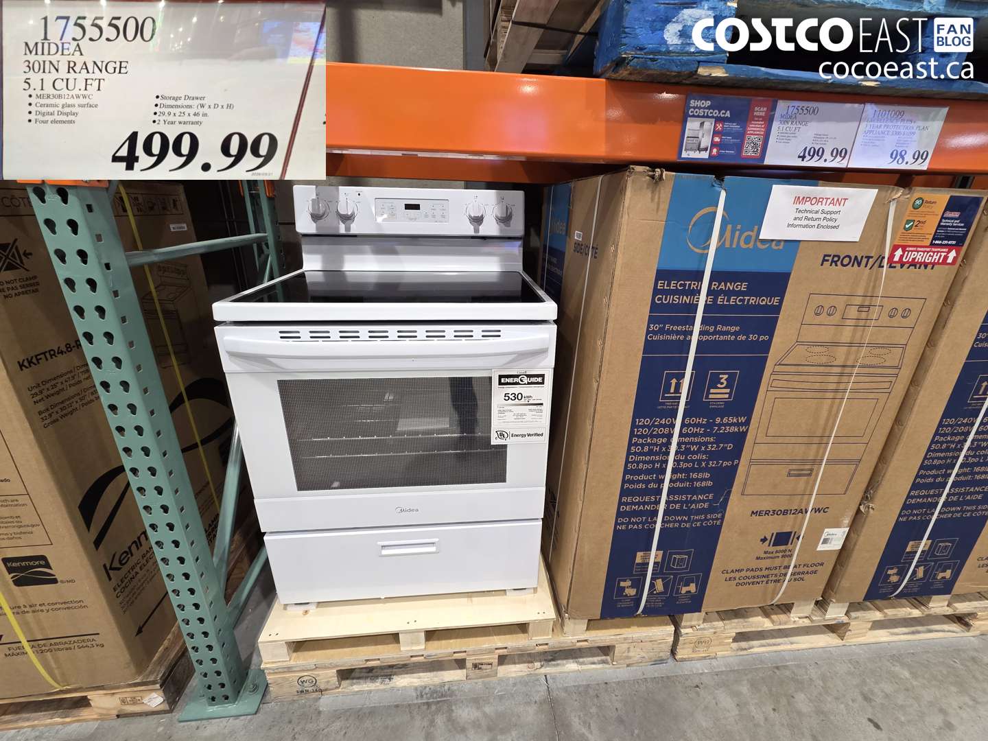 1755500 MIDEA 30IN RANGE 5.1 CU.FT $499.99