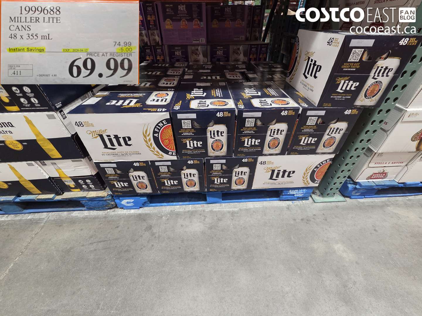 1999688 MILLER LITE CANS 48 X 355 ML ($5.00 INSTANT SAVINGS EXPIRES ON 2026-04-12) $69.99