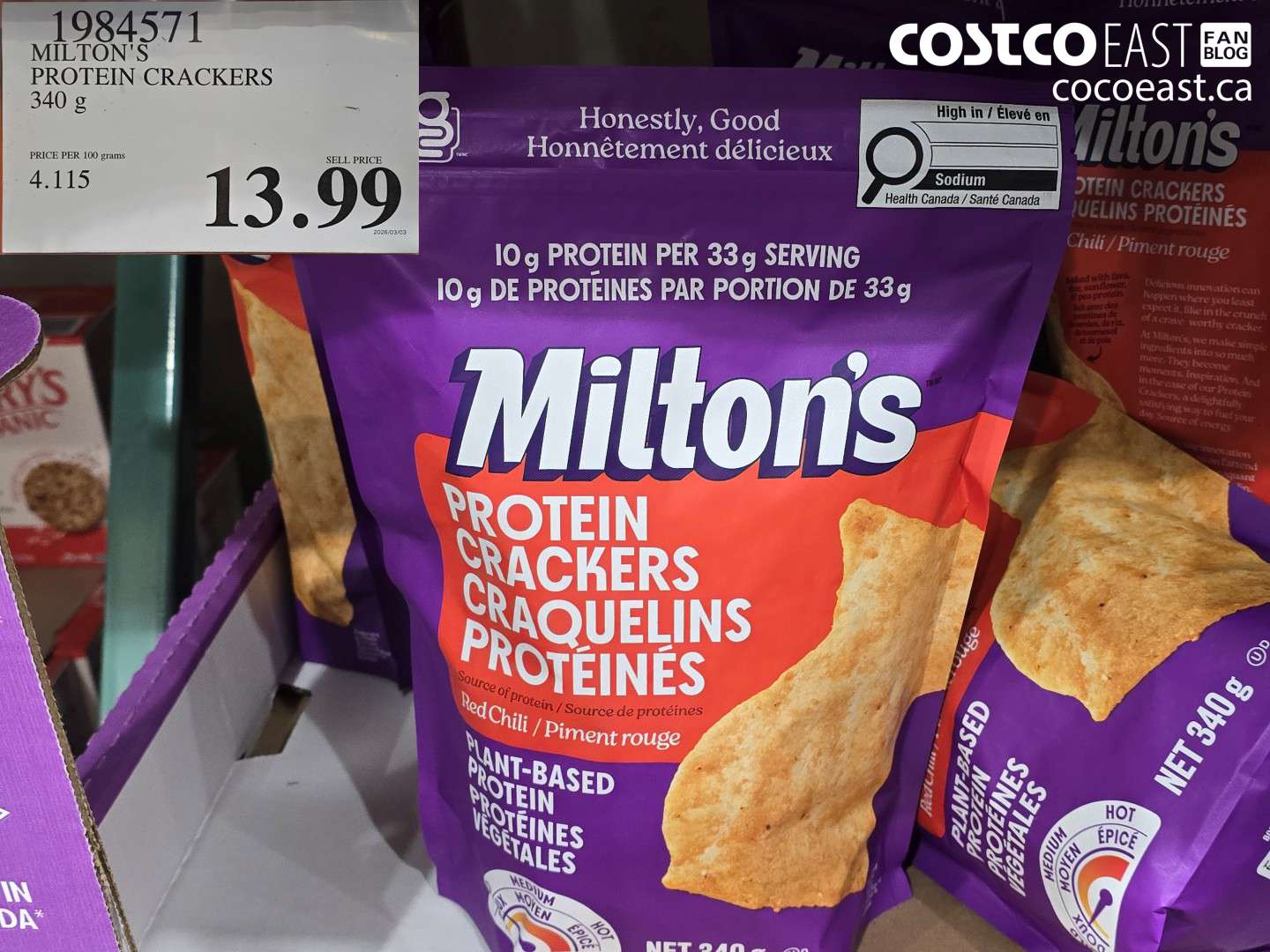 1984571 MILTON'S PROTEIN CRACKERS 340 G $13.99