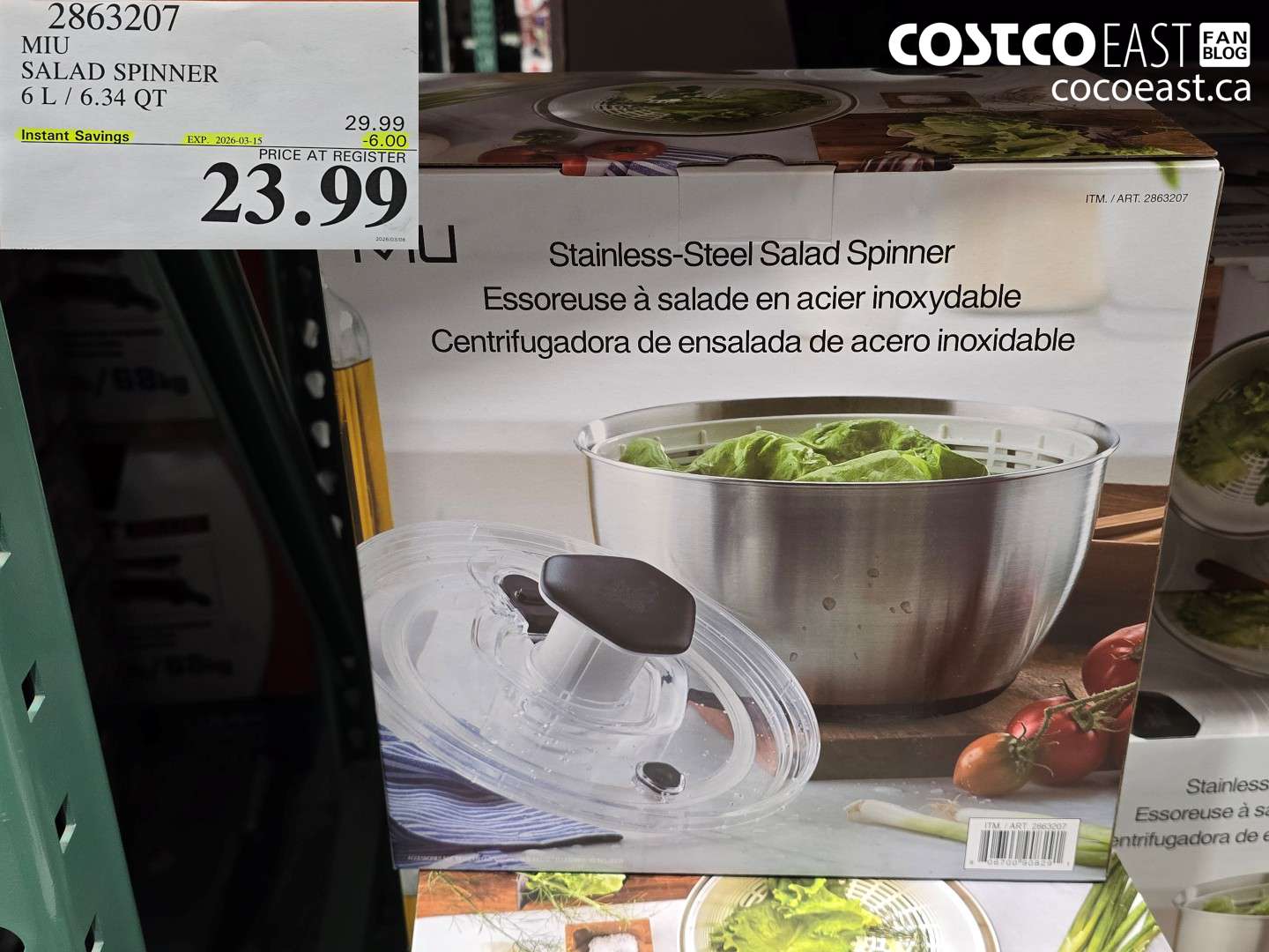 2863207 MIU SALAD SPINNER 6 L / 6.34 QT ($6.00 INSTANT SAVINGS EXPIRES ON 2026-03-15) $23.99
