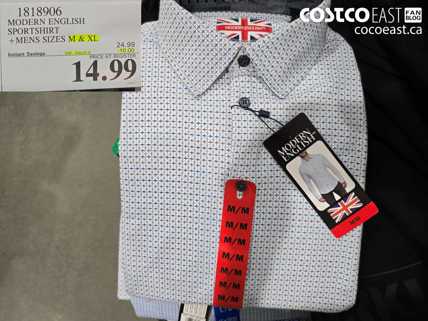 1818906 MODERN ENGLISH SPORTSHIRT + MENS SIZES M & XL ($10.00 INSTANT SAVINGS EXPIRES ON 2026-03-22) $14.99