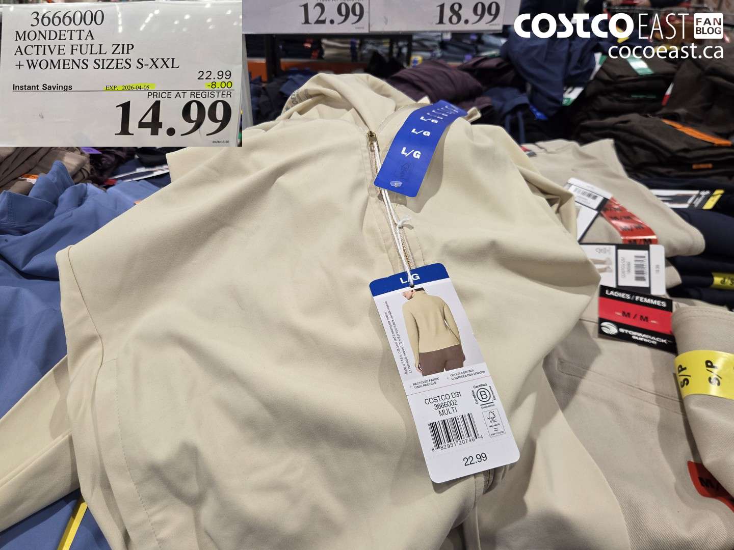 3666000 MONDETTA ACTIVE FULL ZIP + WOMENS SIZES S-XXL ($8.00 INSTANT SAVINGS EXPIRES ON 2026-04-05) $14.99