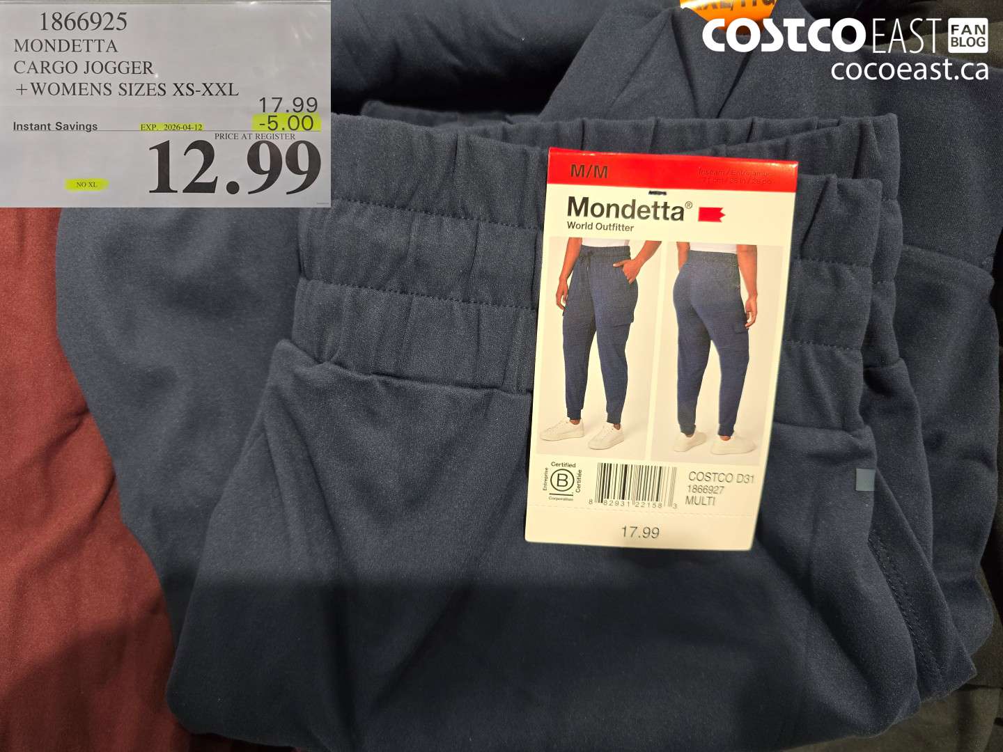 1866925 MONDETTA CARGO JOGGER + WOMENS SIZES XS-XXL ($5.00 INSTANT SAVINGS EXPIRES ON 2026-04-12) $12.99