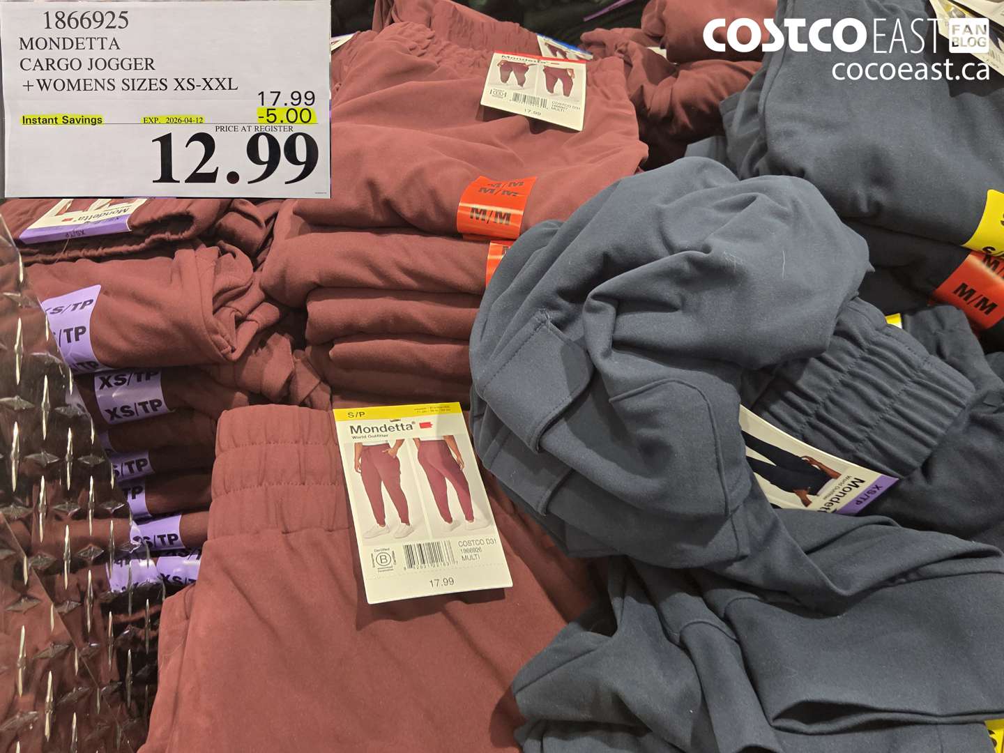 1866925 MONDETTA CARGO JOGGER + WOMENS SIZES XS-XXL ($5.00 INSTANT SAVINGS EXPIRES ON 2026-04-12) $12.99