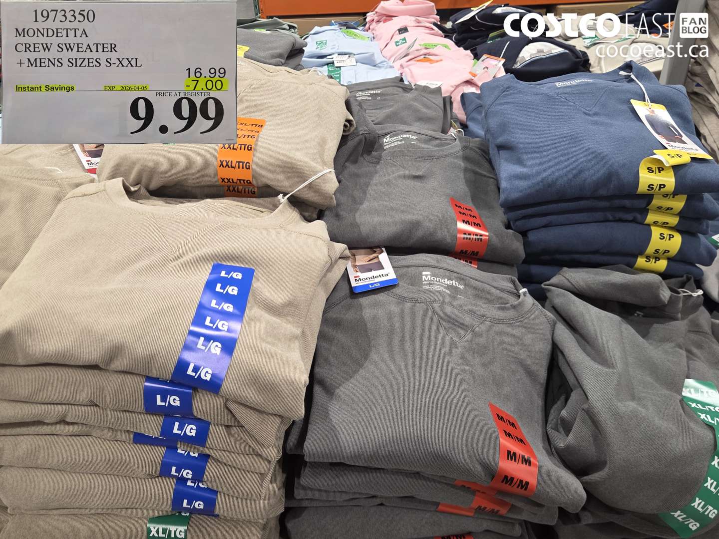 1973350 MONDETTA CREW SWEATER + MENS SIZES S-XXL ($7.00 INSTANT SAVINGS EXPIRES ON 2026-04-05) $9.99