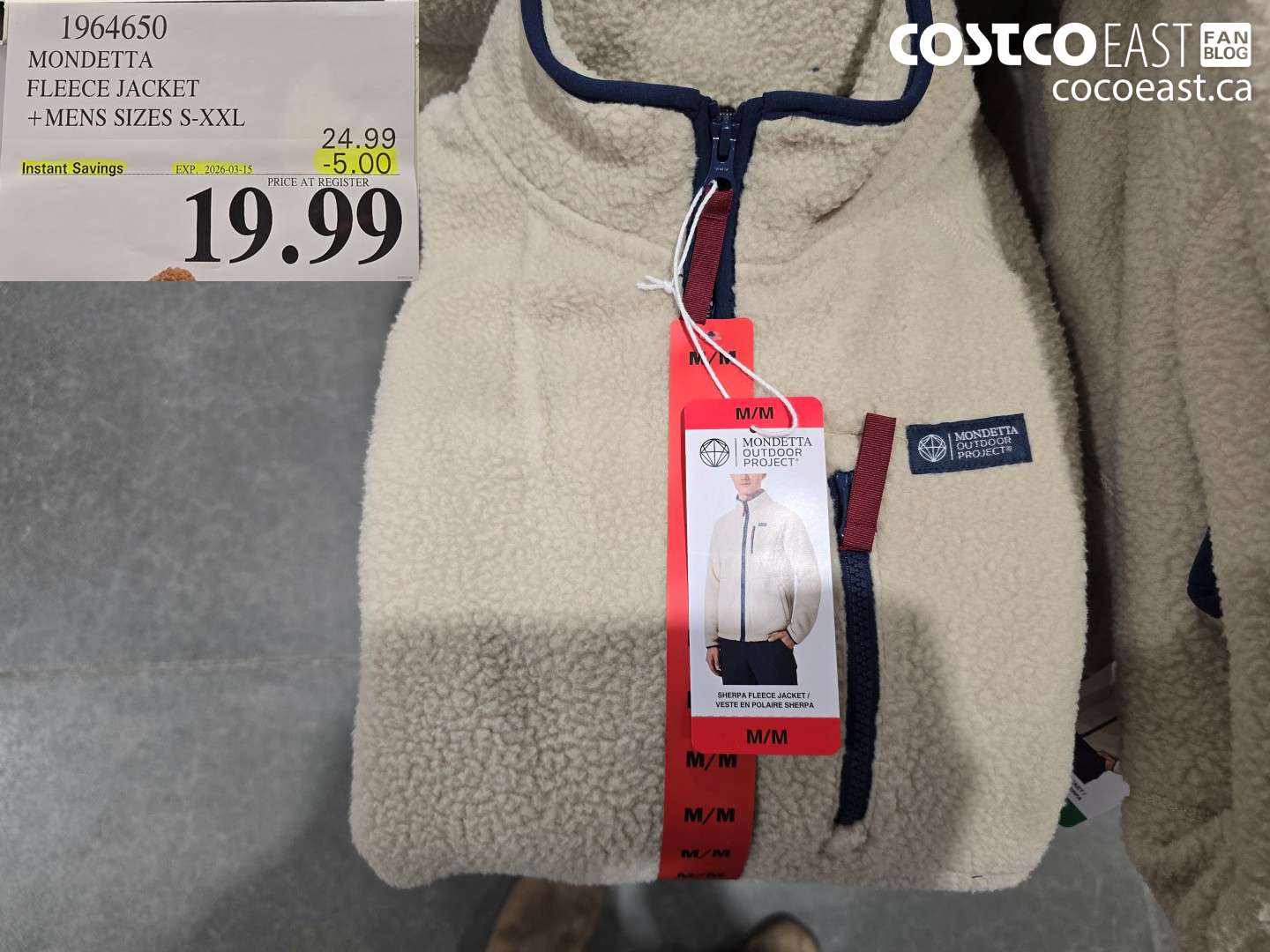 1964650 MONDETTA FLEECE JACKET + MENS SIZES S-XXL ($5.00 INSTANT SAVINGS EXPIRES ON 2026-03-15) $19.99