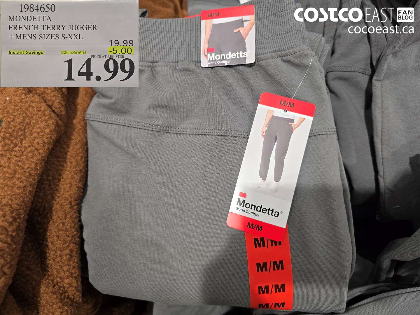 1984650 MONDETTA FRENCH TERRY JOGGER MENS SIZES S-XXL ($5.00 INSTANT SAVINGS EXPIRES ON 2026-03-15) $14.99