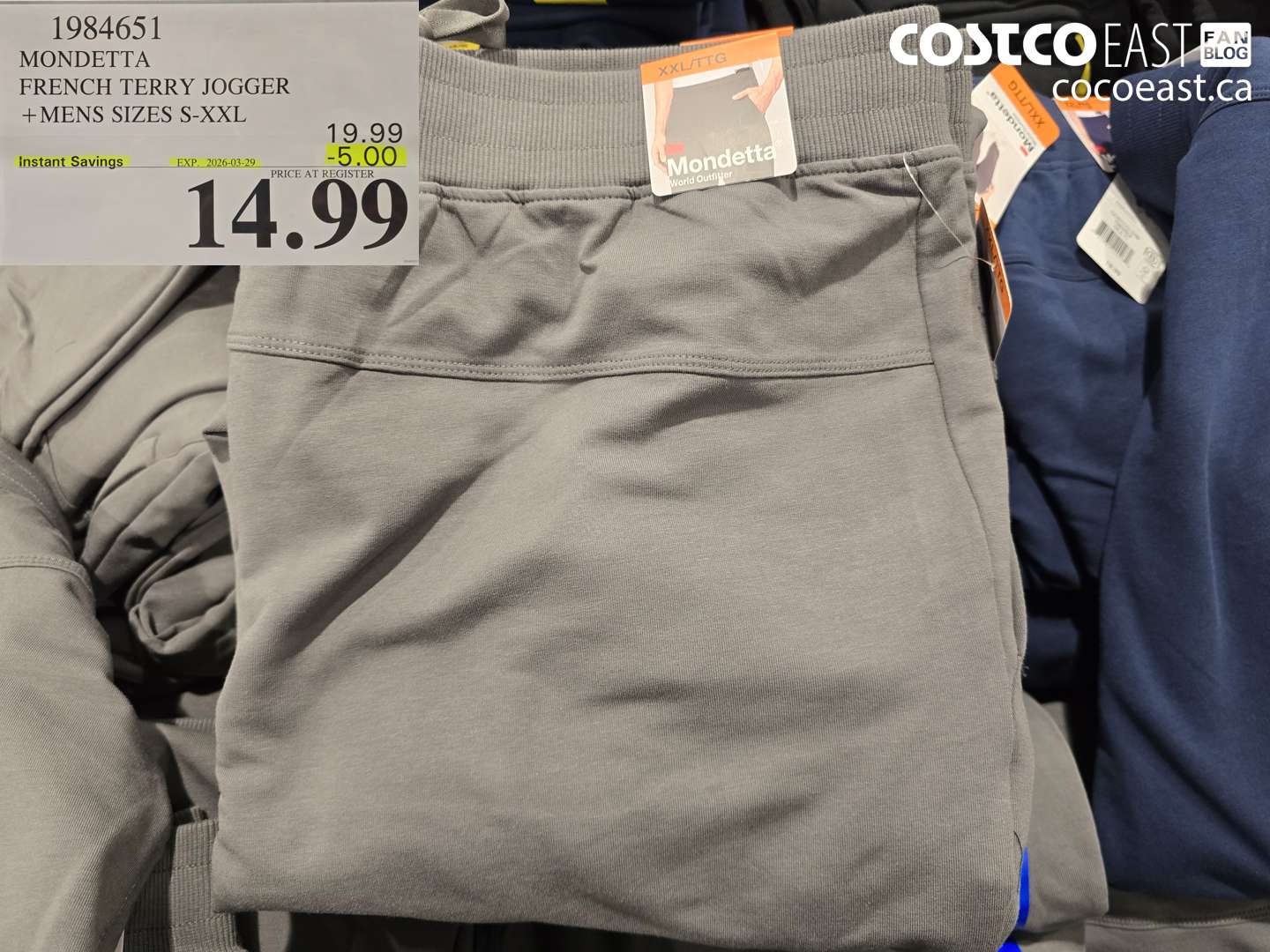 1984651 MONDETTA FRENCH TERRY JOGGER +MENS SIZES S-XXL ($5.00 INSTANT SAVINGS EXPIRES ON 2026-03-29) $14.99