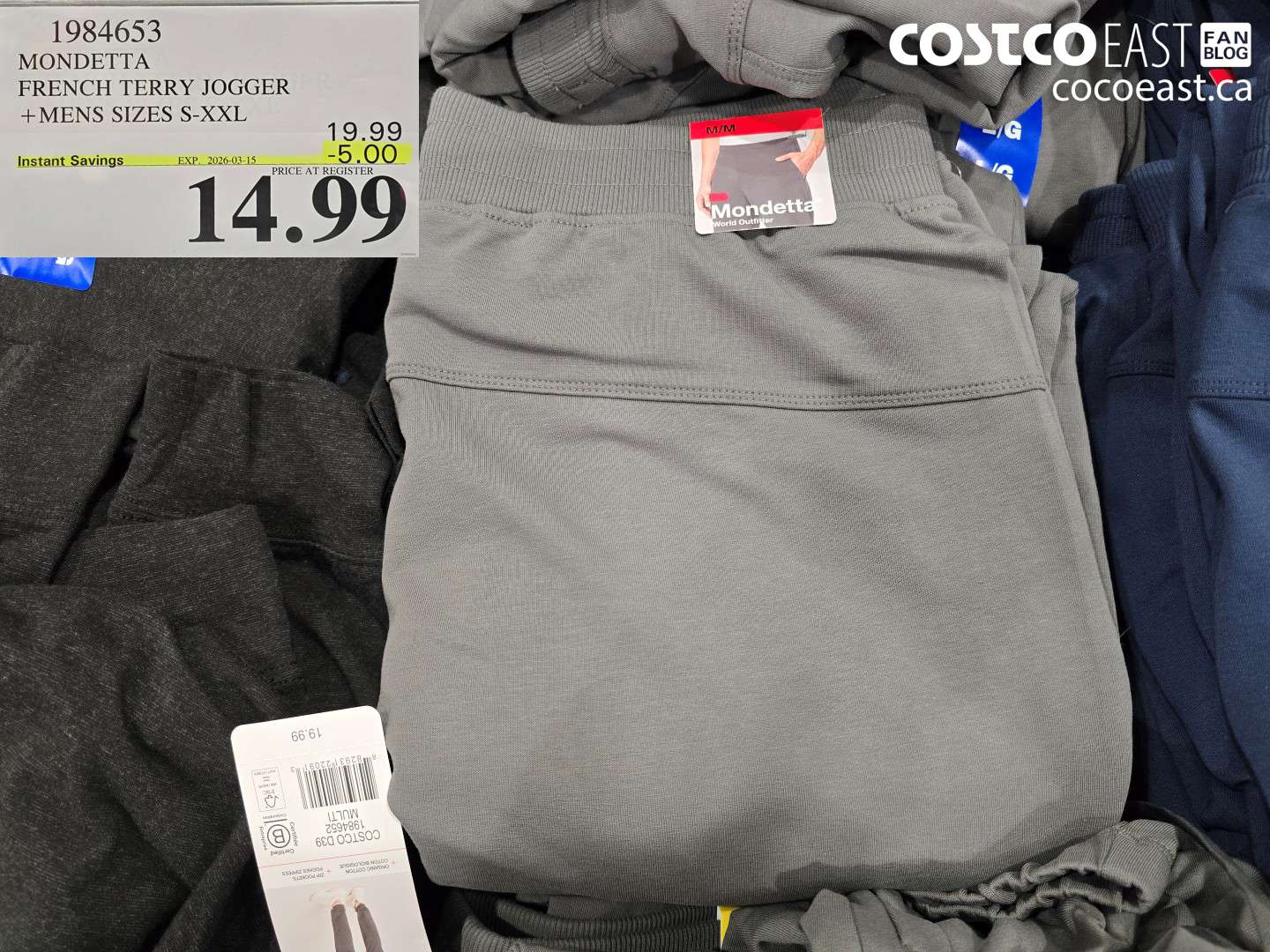 1984653 MONDETTA FRENCH TERRY JOGGER + MENS SIZES S-XXL ($5.00 INSTANT SAVINGS EXPIRES ON 2026-03-15) $14.99