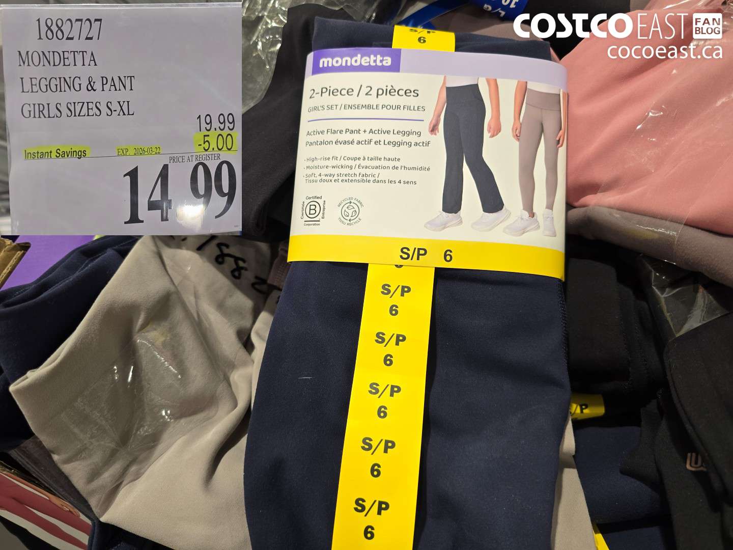 1882727 MONDETTA LEGGING & PANT GIRLS SIZES S-XL ($5.00 INSTANT SAVINGS EXPIRES ON 2026-03-22) $14.99