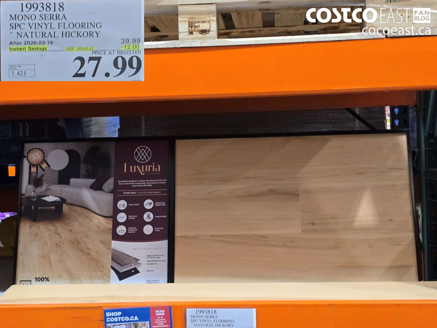 1993818 MONO SERRA SPC VINYL FLOORING NATURAL HICKORY ($12.00 INSTANT SAVINGS EXPIRES ON 2026-03-15) $27.99