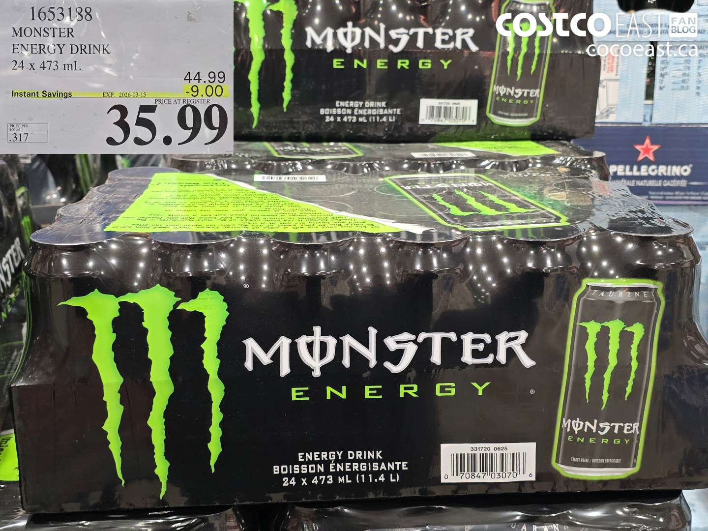 1653188 MONSTER ENERGY DRINK 24 X 473 ML ($9.00 INSTANT SAVINGS EXPIRES ON 2026-03-15) $35.99