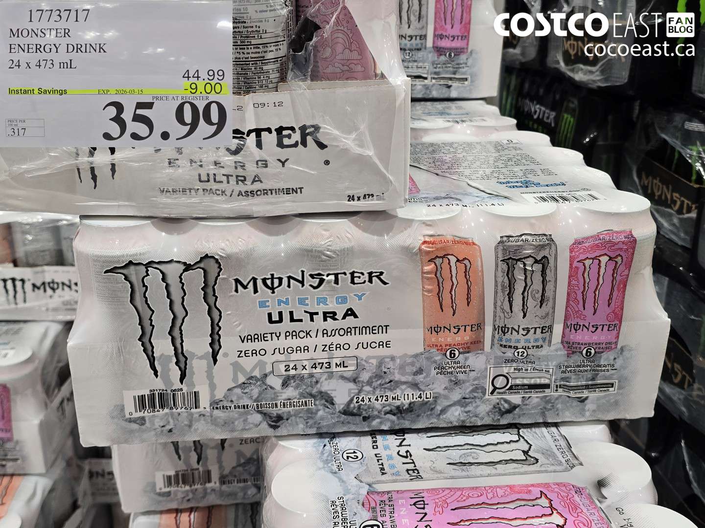 17737117 MONSTER ENERGY DRINK 24 X 473 ML ($9.00 INSTANT SAVINGS EXPIRES ON 2026-03-15) $35.99