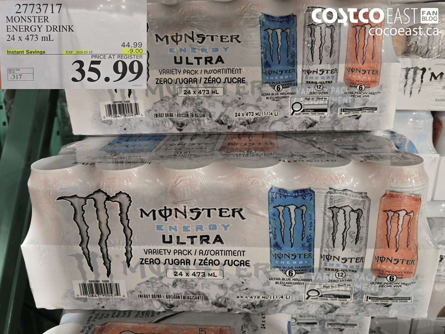 27737117 MONSTER ENERGY DRINK 24 X 473 ML ($9.00 INSTANT SAVINGS EXPIRES ON 2026-03-15) $35.99