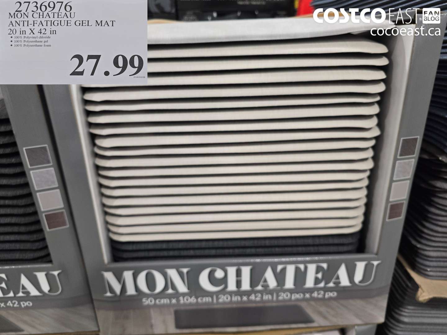 2736976 MON CHATEAU ANTI-FATIGUE GEL MAT 20 IN X 42 IN $27.99