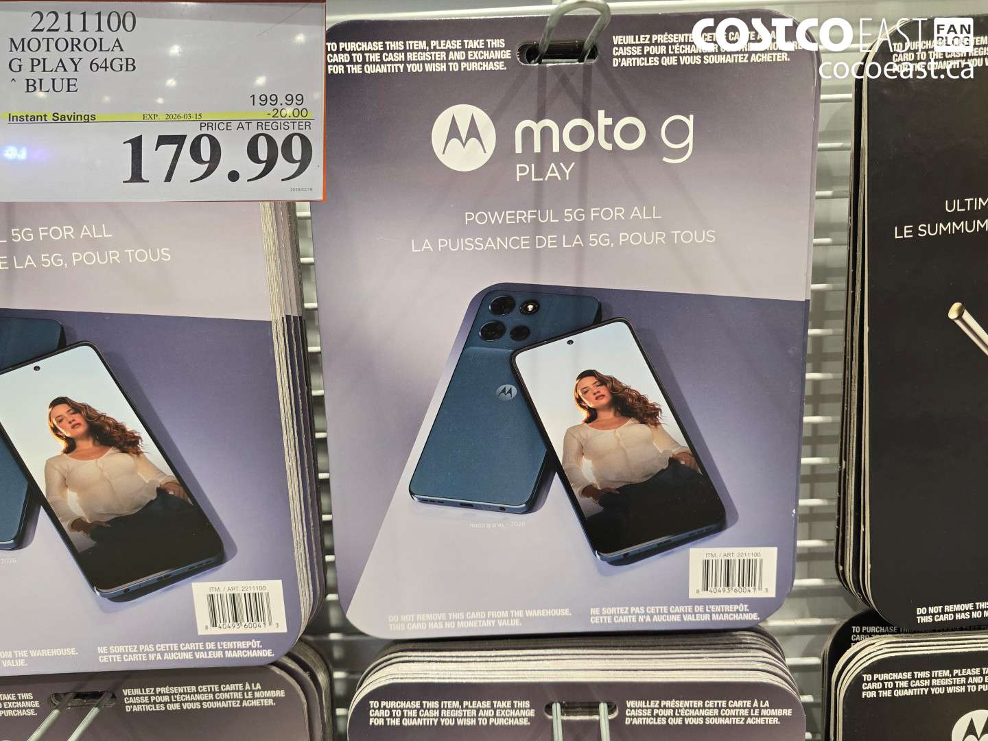 2211100 MOTOROLA G PLAY 64GB BLUE $179.99