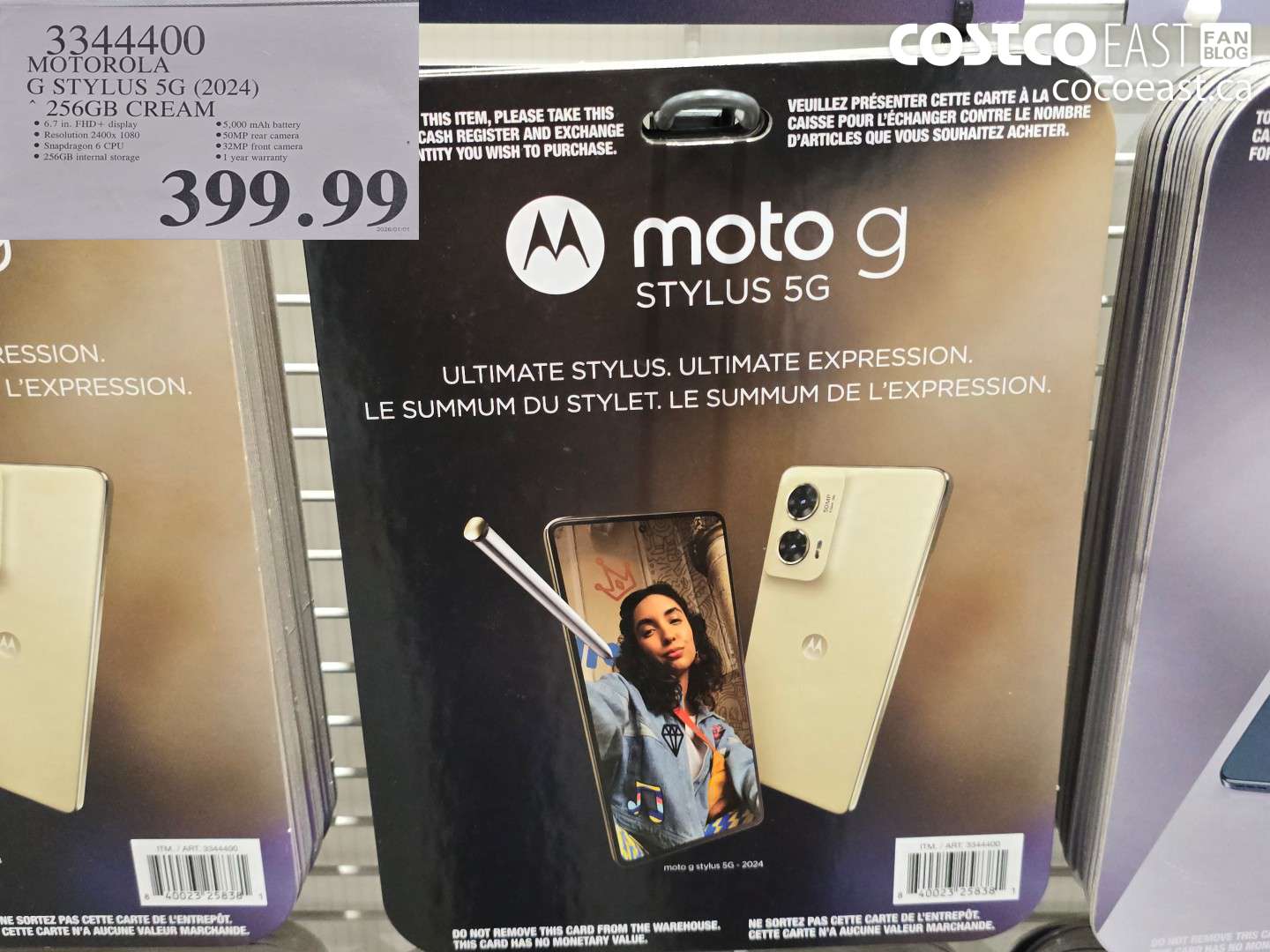 3344400 MOTOROLA G STYLUS 5G (2024) 256GB CREAM $399.99
