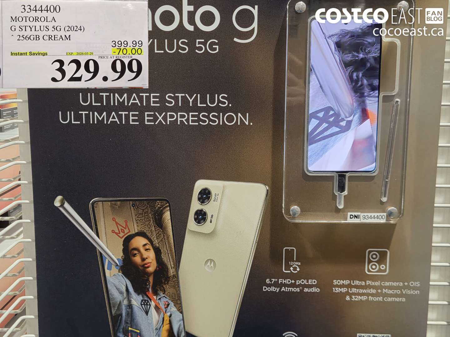 3344400 MOTOROLA G STYLUS 5G (2024) 256GB CREAM ($70.00 INSTANT SAVINGS EXPIRES ON 2026-03-29) $329.99