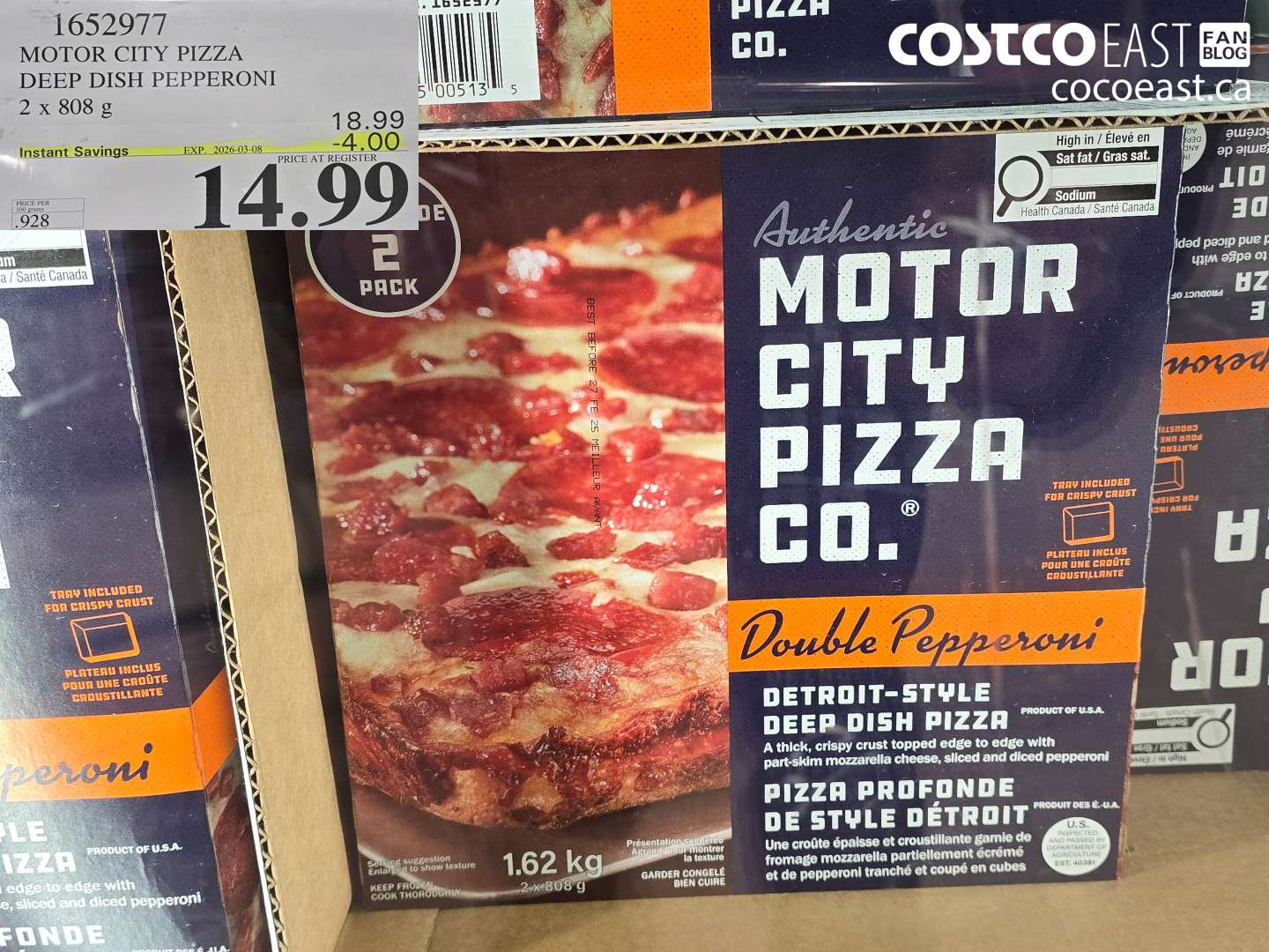 1652977 MOTOR CITY PIZZA DEEP DISH PEPPERONI 2 X 808 G ($4.00 INSTANT SAVINGS EXPIRES ON 2026-03-08) $14.99