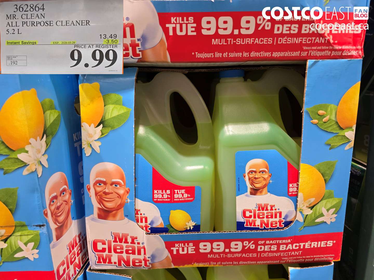 362864 MR. CLEAN ALL PURPOSE CLEANER 5.2 L ($3.50 INSTANT SAVINGS EXPIRES ON 2026-03-29) $9.99