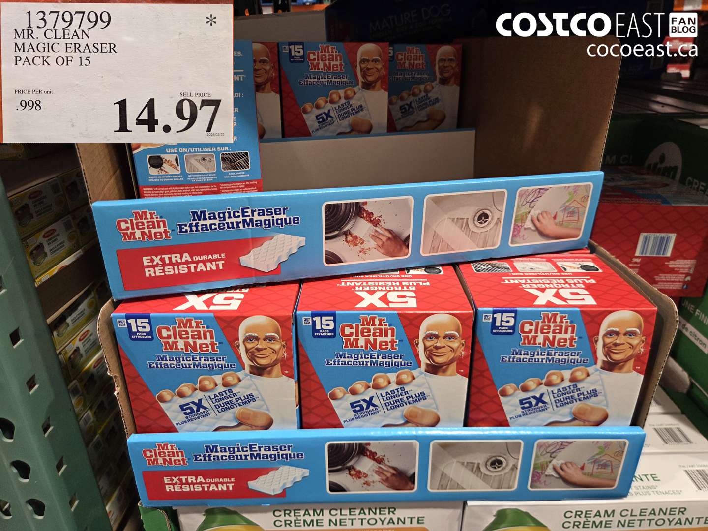 1379799 MR. CLEAN MAGIC ERASER PACK OF 15 $14.97