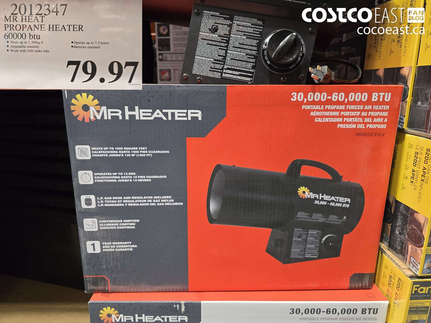 2012347 MR HEAT PROPANE HEATER 60000 BTU $79.97