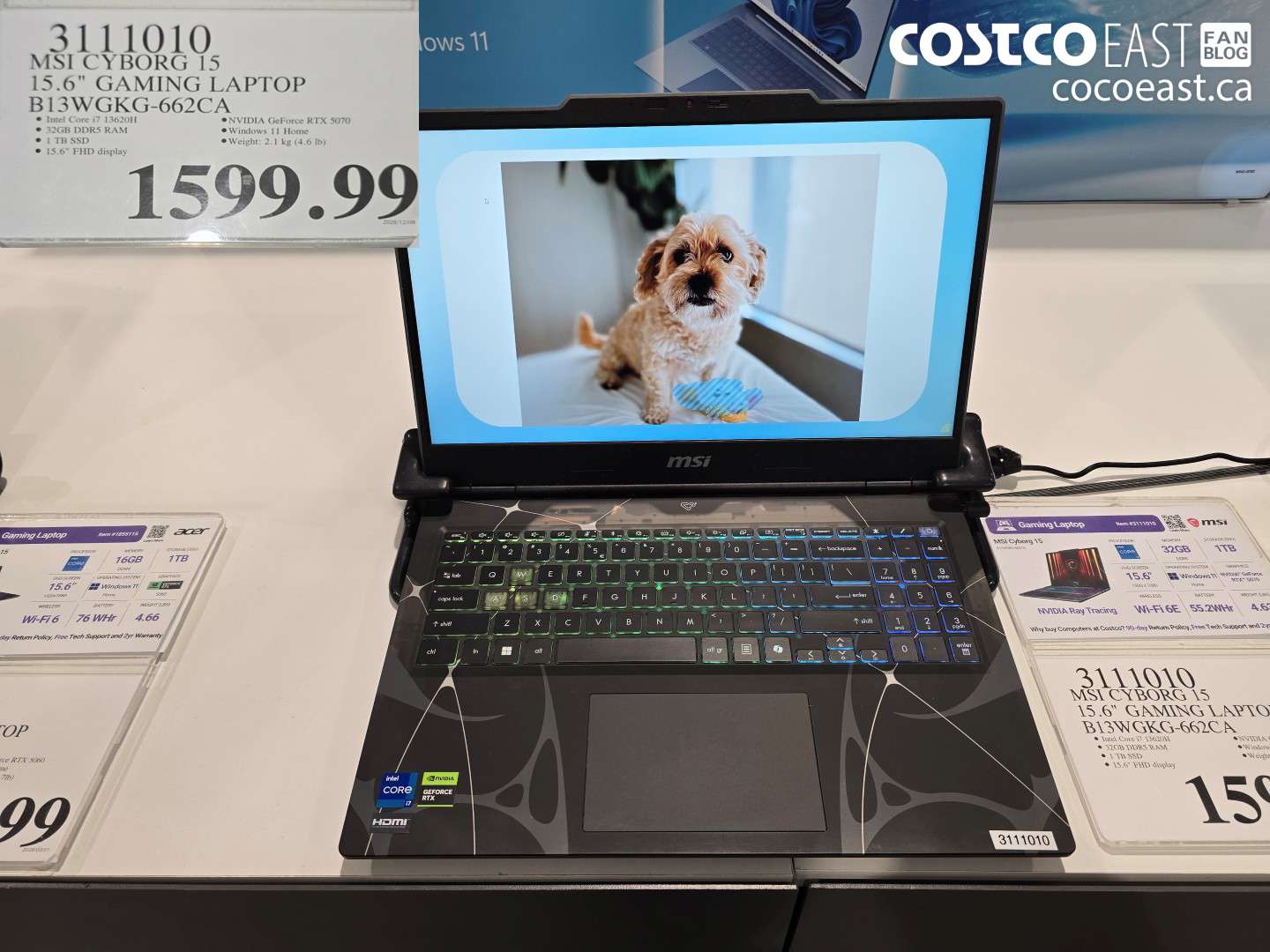 3111010 MSI CYBORG 15 15.6 GAMING LAPTOP B13WGK-662CA $1599.99