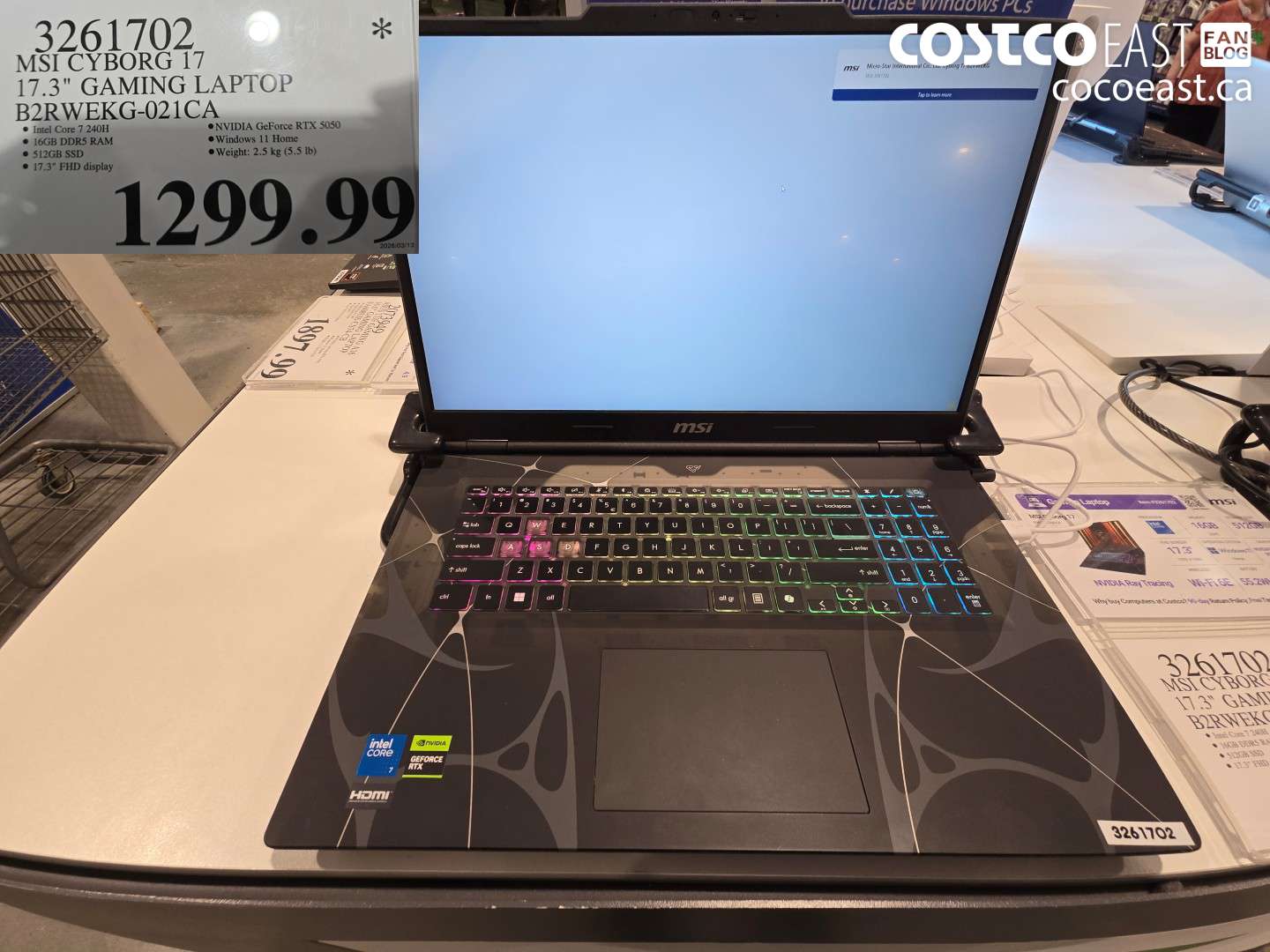 3261702 MSI CYBORG 17 17.3 GAMING LAPTOP B2RWEKG-021CA $1299.99