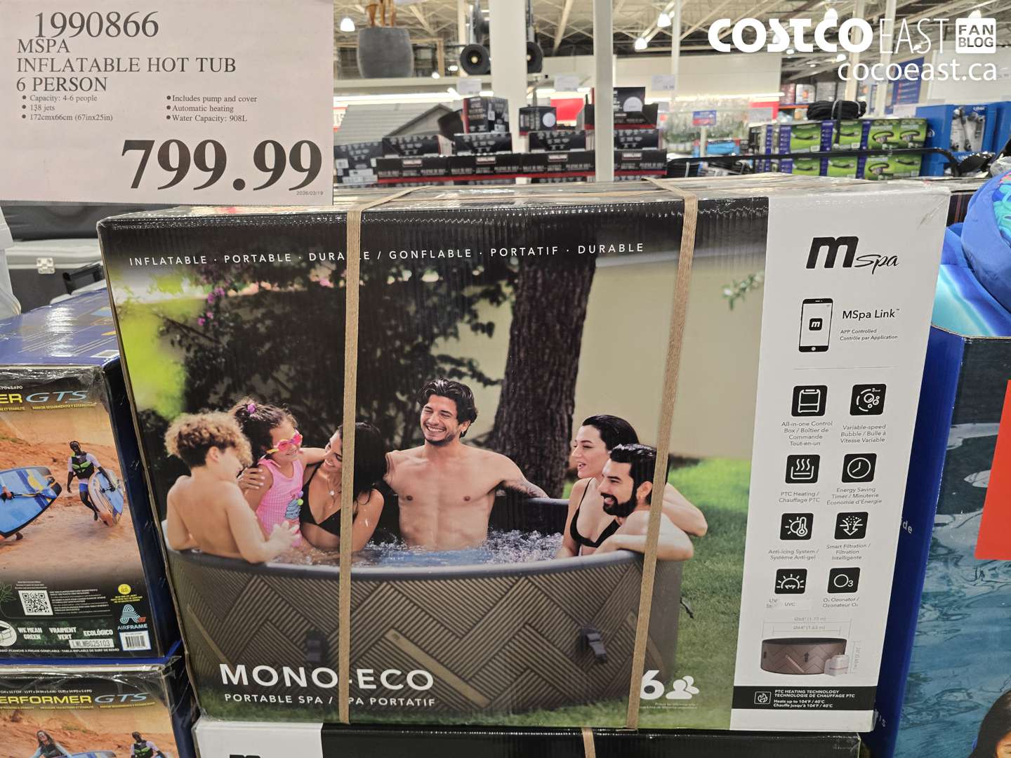 1990866 MSPA INFLATABLE HOT TUB 6 PERSON $799.99