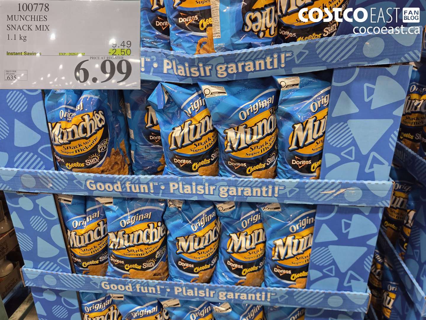 100778 MUNCHIES SNACK MIX 1.1 KG ($2.50 INSTANT SAVINGS EXPIRES ON 2026-04-12) $6.99