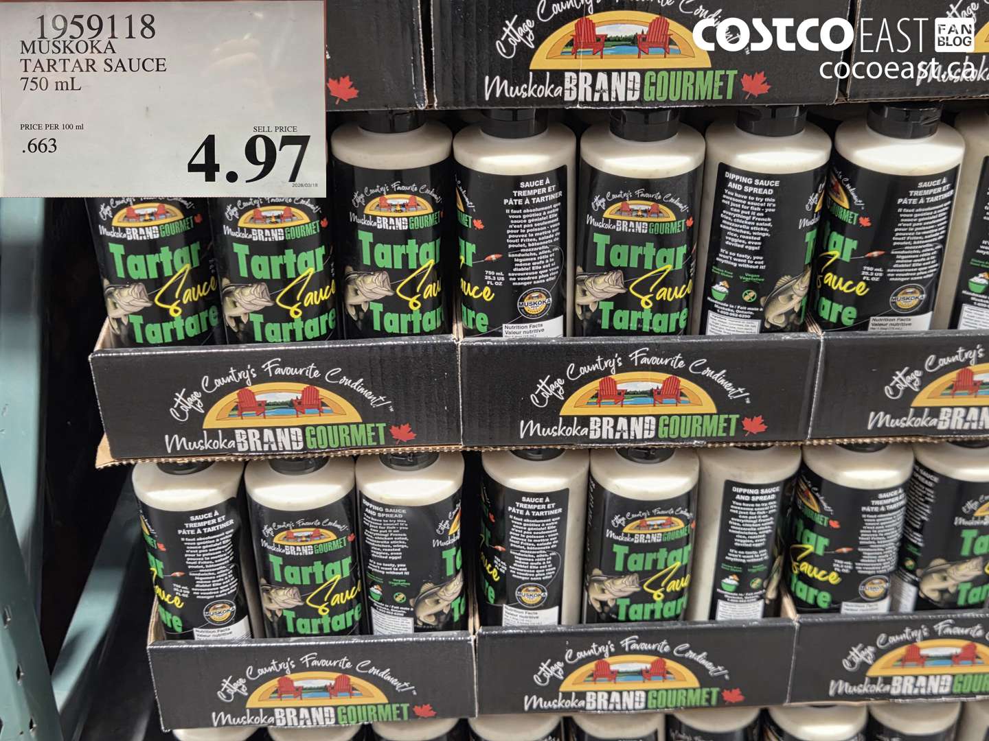 19591518 MUSKOKA TARTAR SAUCE 750 ML $4.97