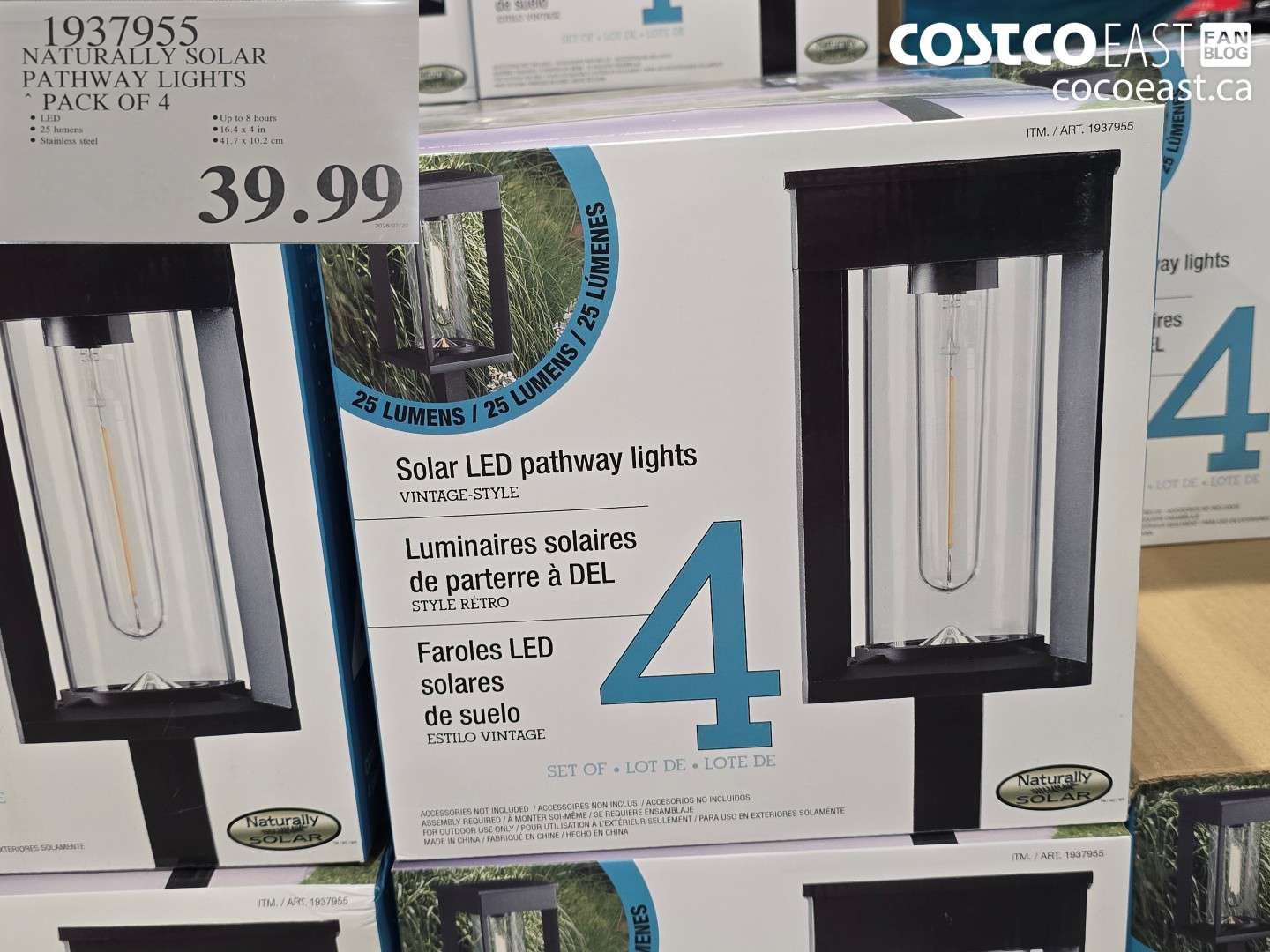 1937955 NATURALLY SOLAR PATHWAY LIGHTS PACK OF 4 $39.99