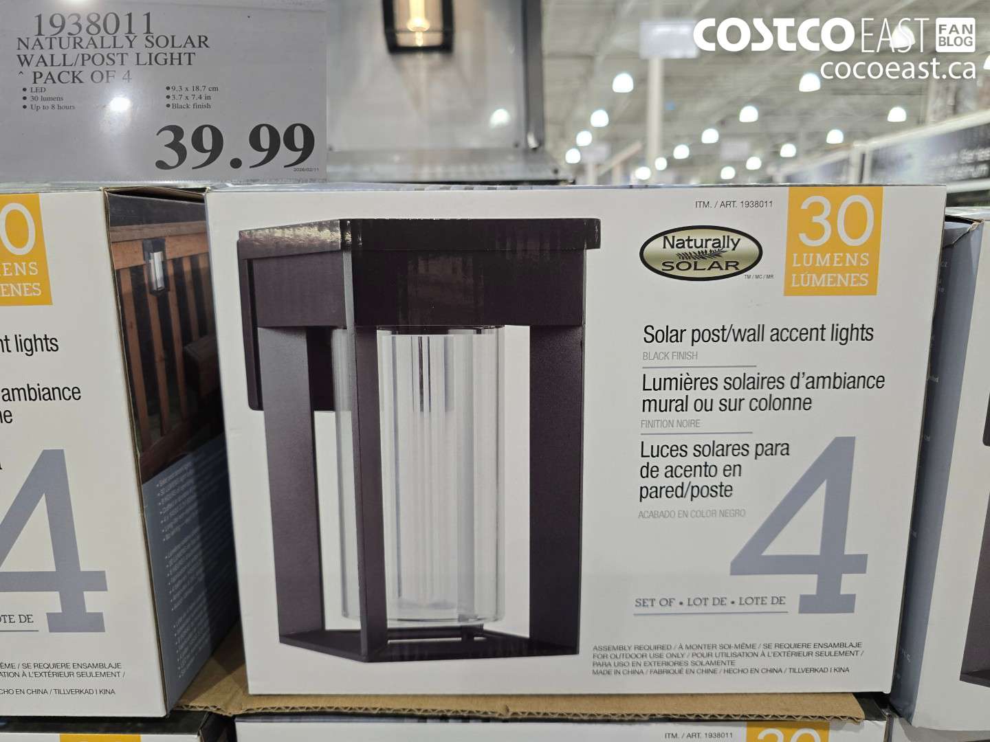 1938011 NATURALLY SOLAR WALL/POST LIGHT PACK OF 4 $39.99