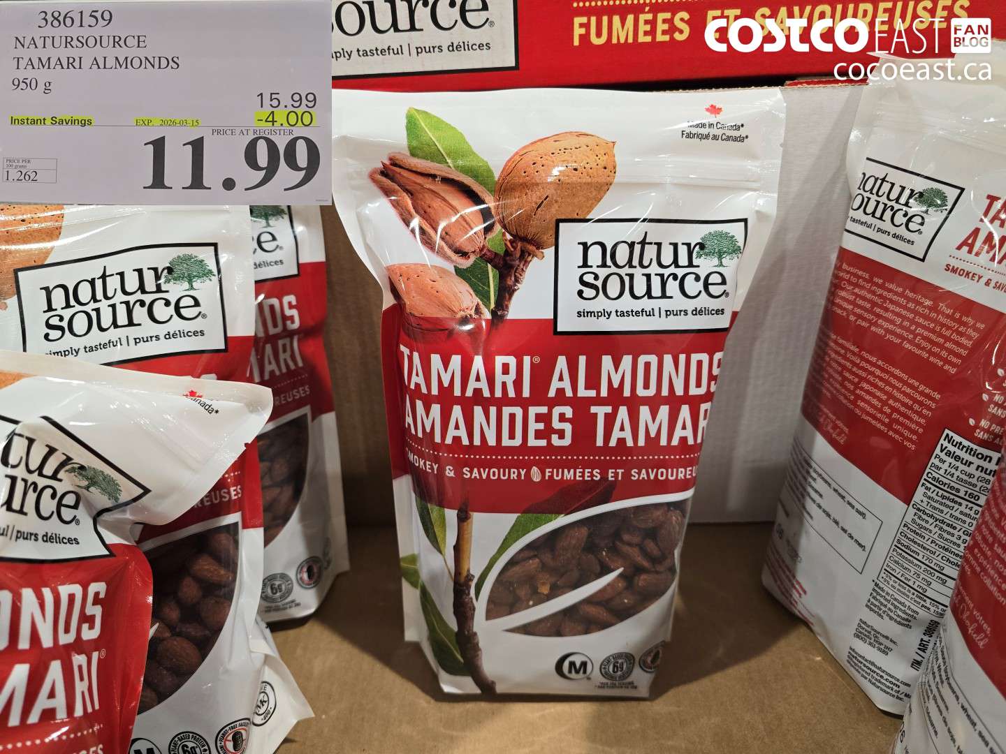 386159 NATURSOURCE TAMARI ALMONDS 950 G ($4.00 INSTANT SAVINGS EXPIRES ON 2026-03-15) $11.99