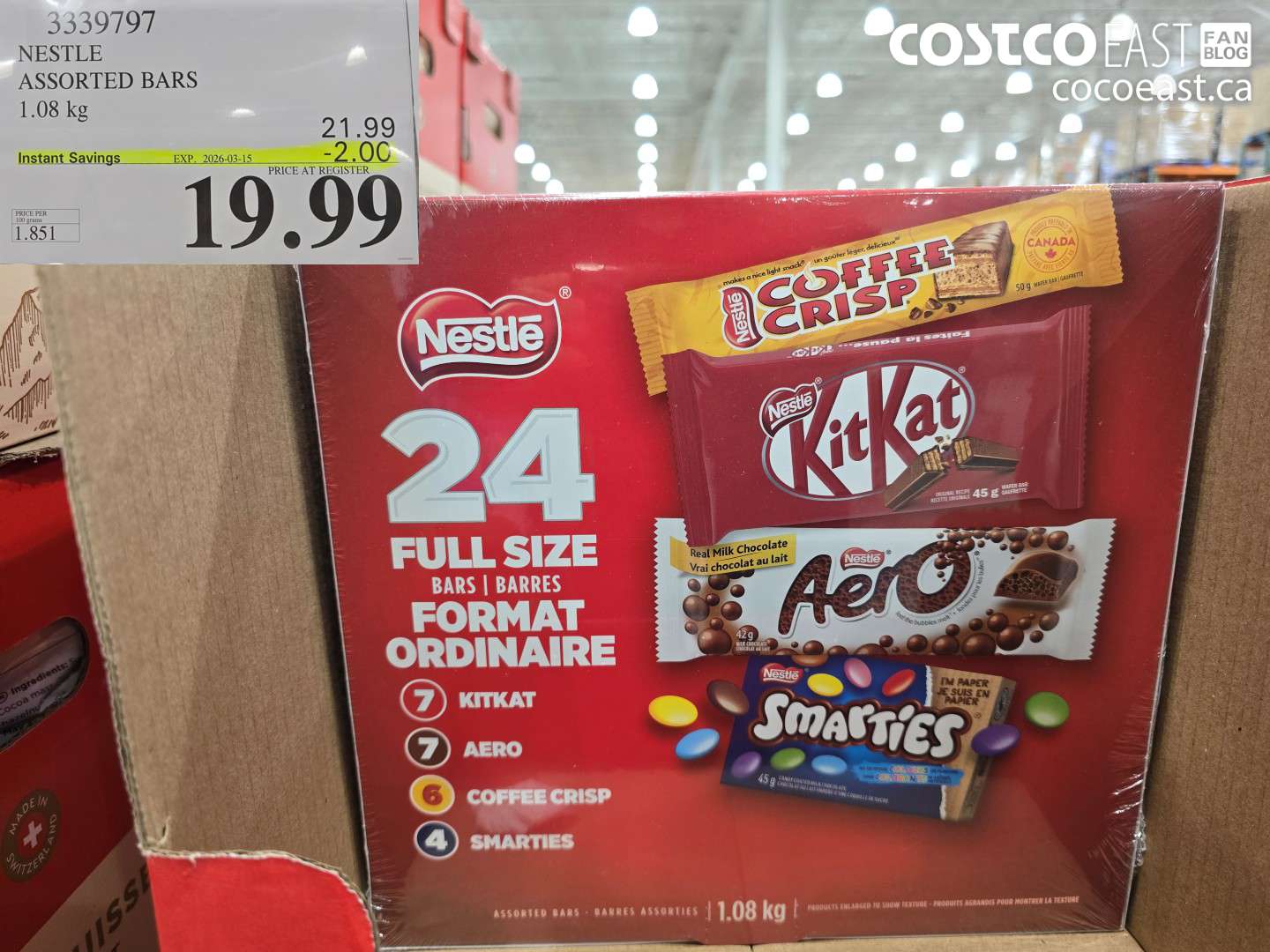 3339797 NESTLE ASSORTED BARS 1.08 KG ($2.00 INSTANT SAVINGS EXPIRES ON 2026-03-15) $19.99