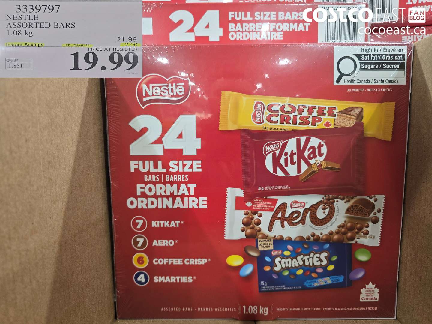 3339797 NESTLE ASSORTED BARS 1.08 KG ($2.00 INSTANT SAVINGS EXPIRES ON 2026-03-15) $19.99