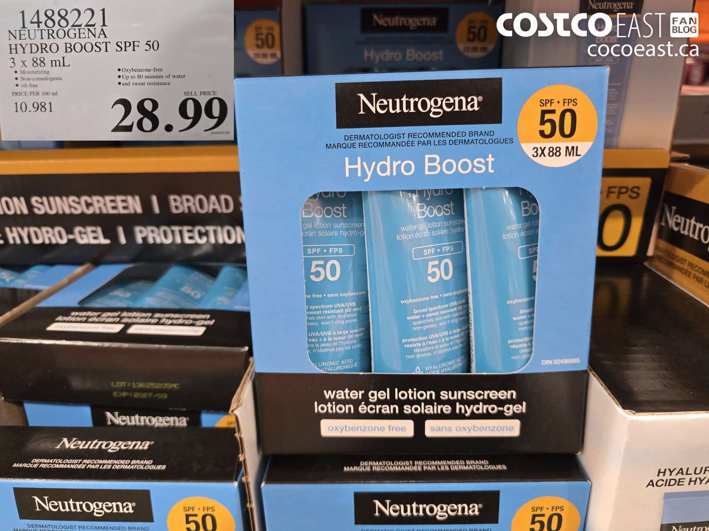 1488221 NEUTROGENA HYDRO BOOST SPF 50 3 X 88 ML $28.99