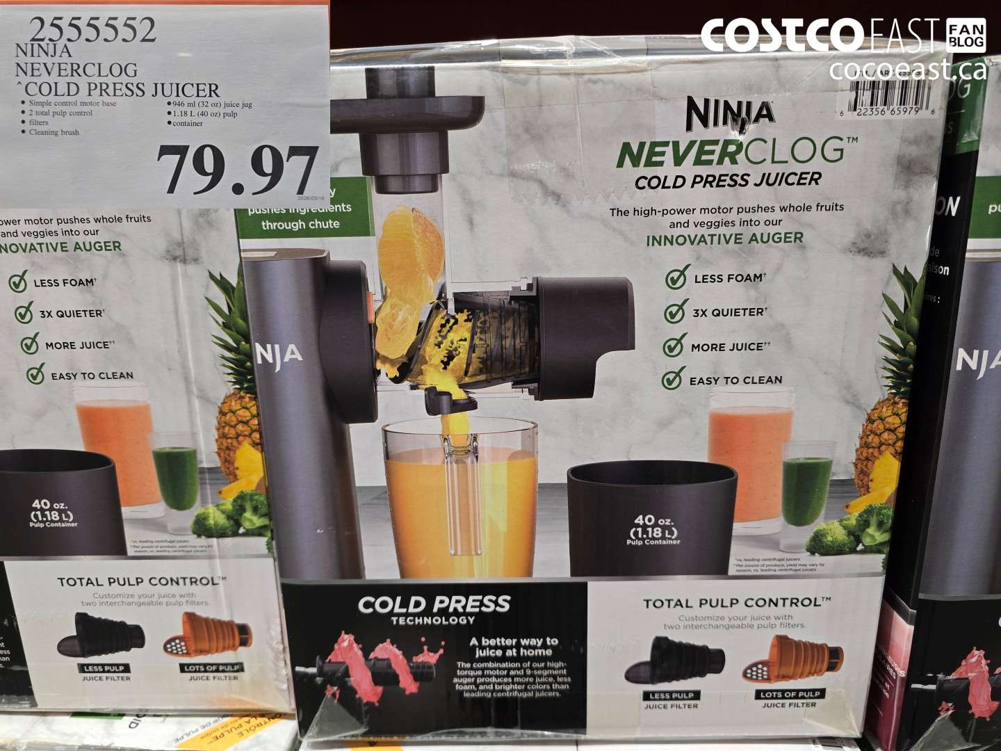 2555552 NINJA NEVERCLOG COLD PRESS JUICER $79.97
