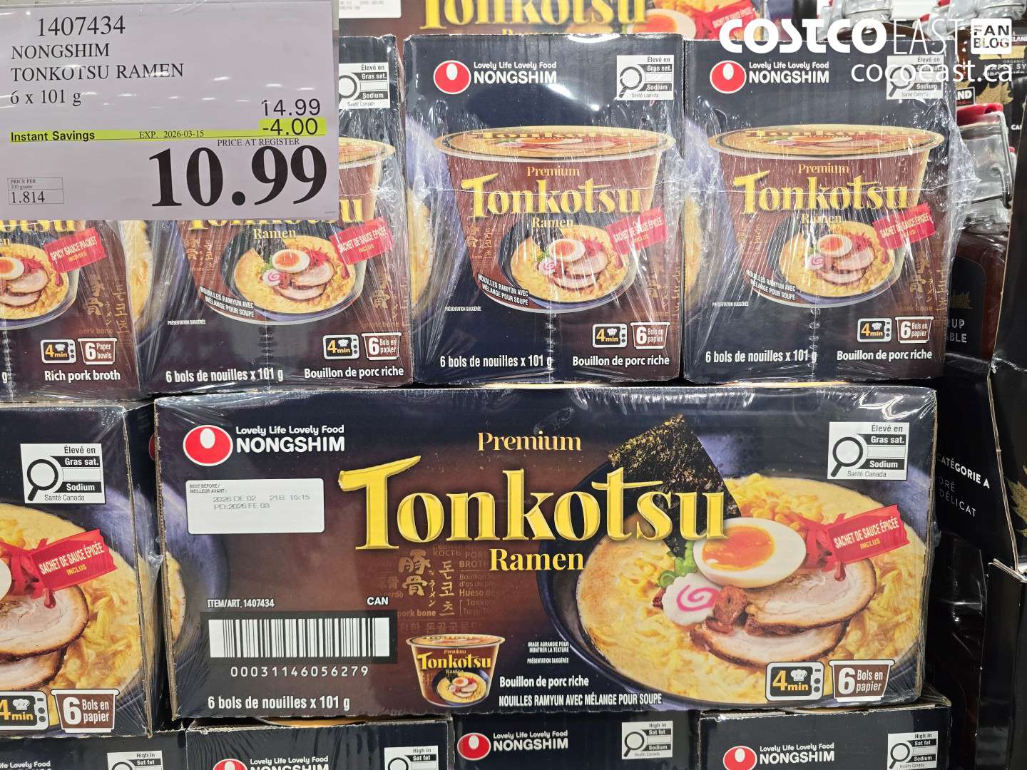 1407434 NONGSHIM TONKOTSU RAMEN 6 X 101 G ($4.00 INSTANT SAVINGS EXPIRES ON 2026-03-15) $10.99