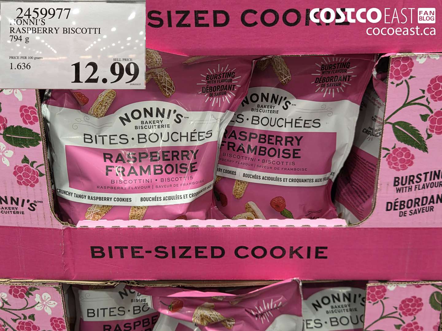 2459977 NONNI'S RASPBERRY BISCOTTI $12.99