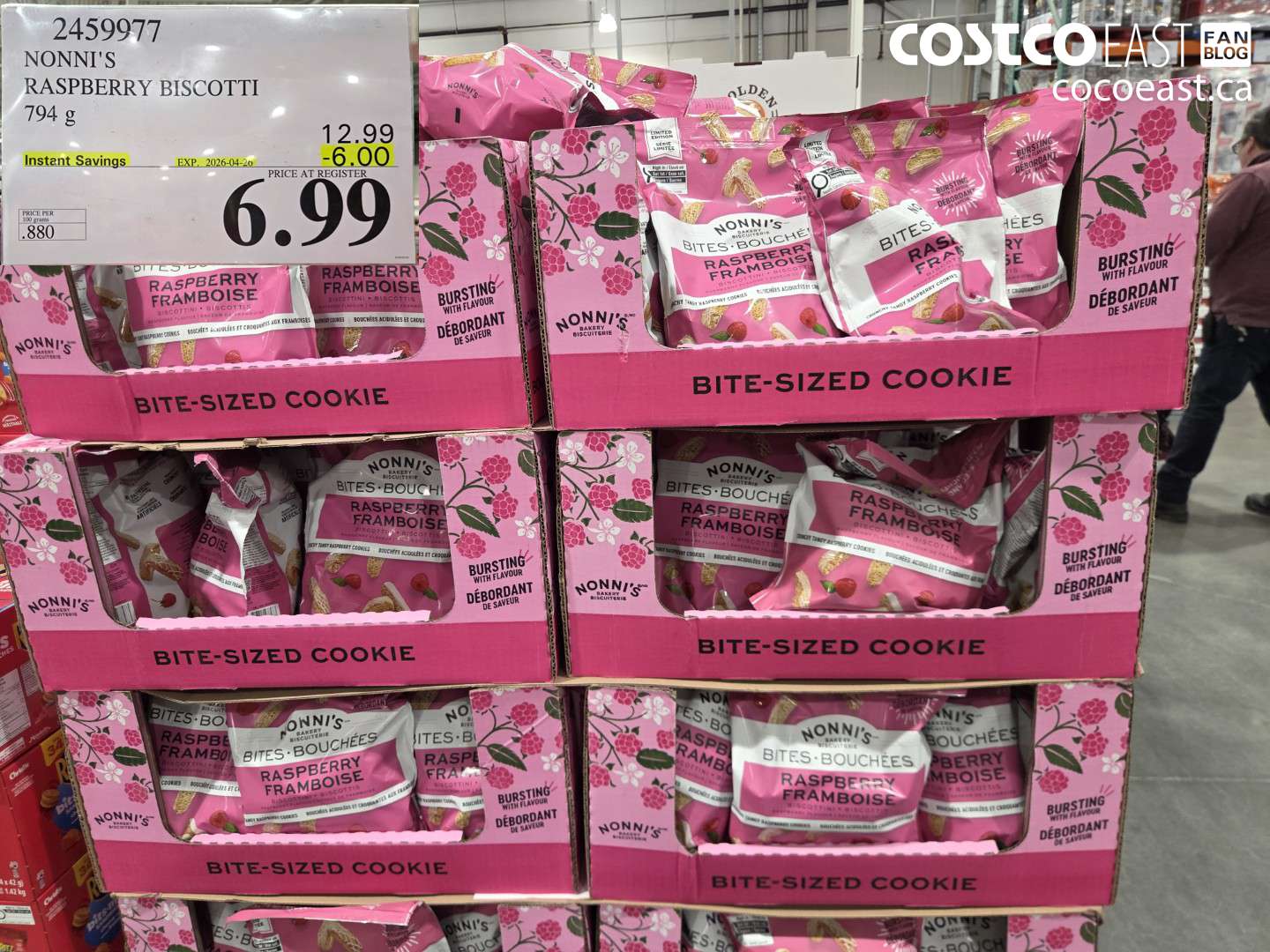 2459977 NONNI'S RASPBERRY BISCOTTI 794 G ($6.00 INSTANT SAVINGS EXPIRES ON 2026-04-26) $6.99