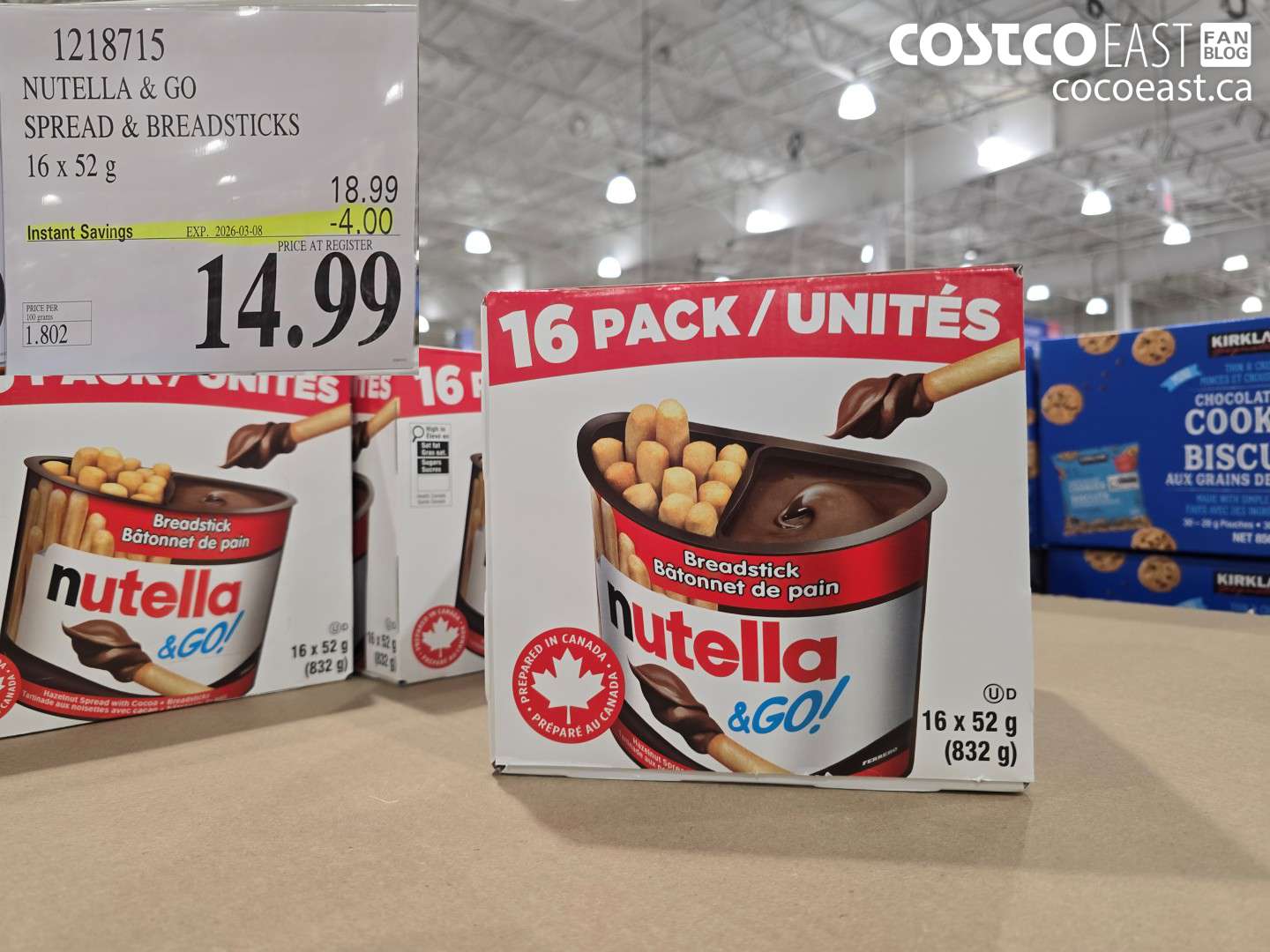 1218715 NUTELLA & GO SPREAD & BREADSTICKS 16 X 52 G ($4.00 INSTANT SAVINGS EXPIRES ON 2026-03-08) $14.99