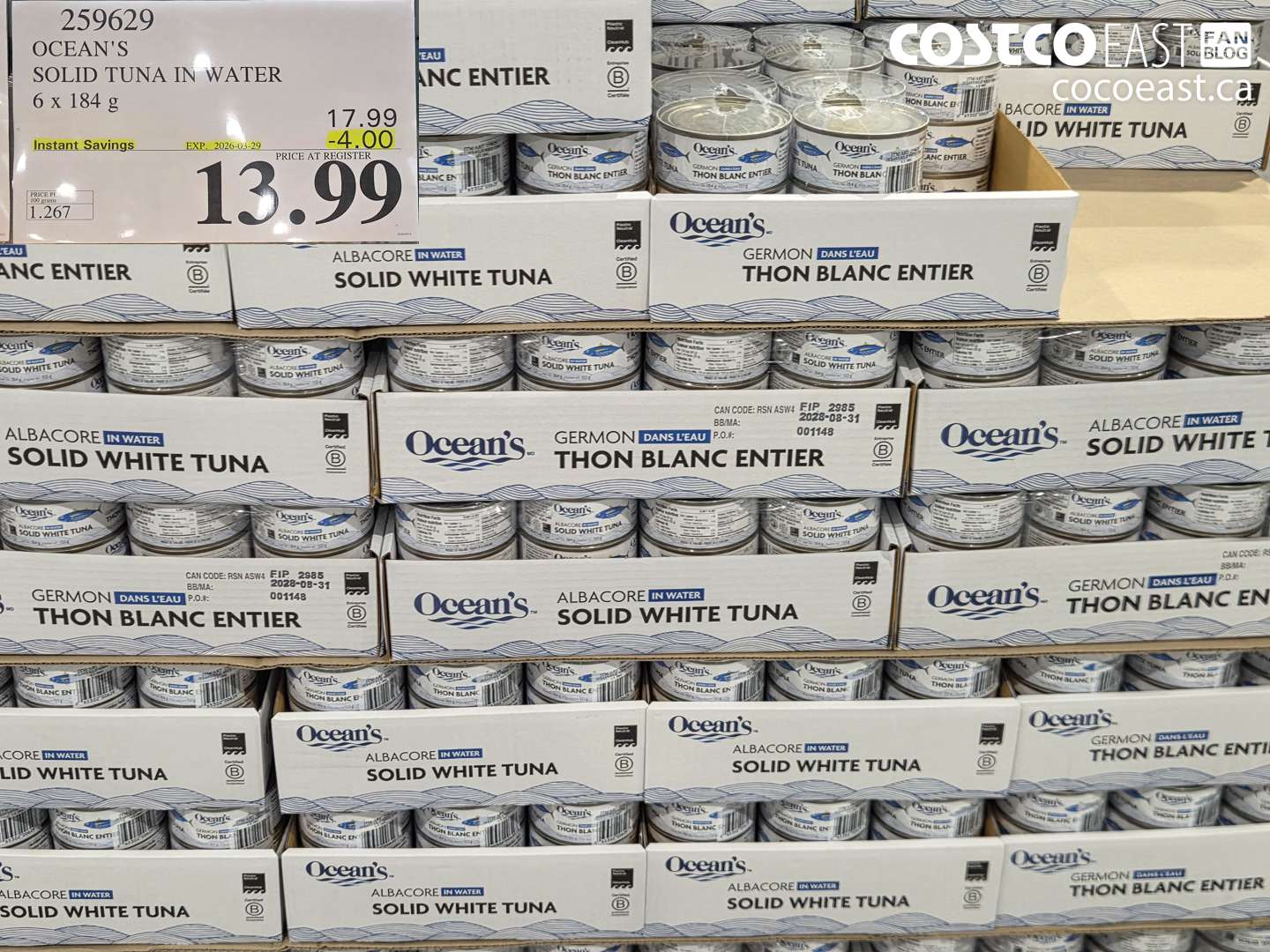 259629 OCEAN'S SOLID TUNA IN WATER ($4.00 INSTANT SAVINGS EXPIRES ON 2026-03-29) $13.99